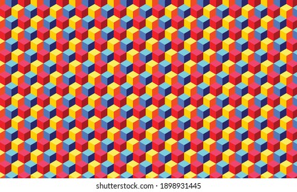 Casilla 3D coloridaPatrón armonioso de alternancia. Adecuado para papel de pared, impresión de tela, papel de envoltura de regalo o fondo de tu obra de arte.
