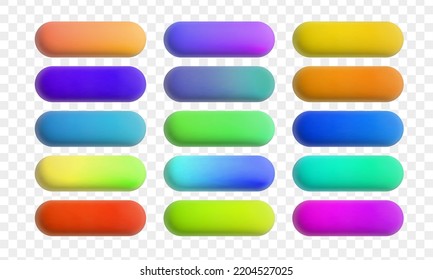 Colorful 3d buttons set. Gradient shapes with shadows