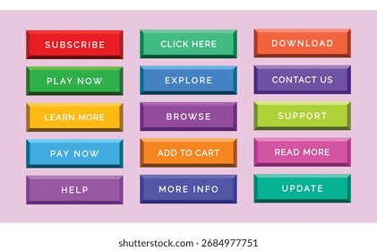 Coloridos Botones de llamada a la acción en 3D para el Sitio web y el diseño de interfaz de usuario App