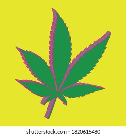 Una colorida imagen de fondo en forma de hoja de cannabis en 3d.