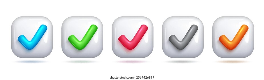 Colorful 3D Check Symbol, Confirmation and Approval