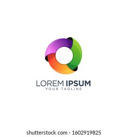 Colorful 3d circle logo design template vector