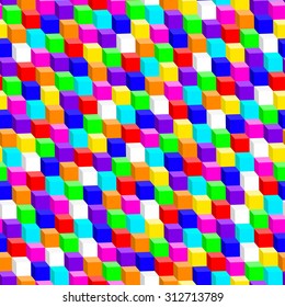 Colorful 3D cube in a seamless pattern .