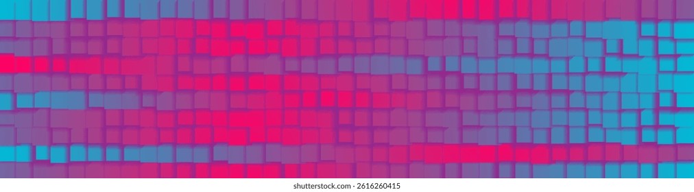 Colorful 3D cubes background in blue and pink gradient tones. Vector modern digital abstract pattern.