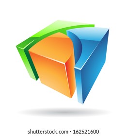 Colorful 3d Cubical Abstract Icon