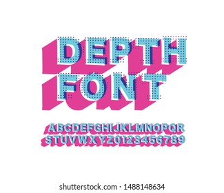 Colorful 3D depth font set in vector format