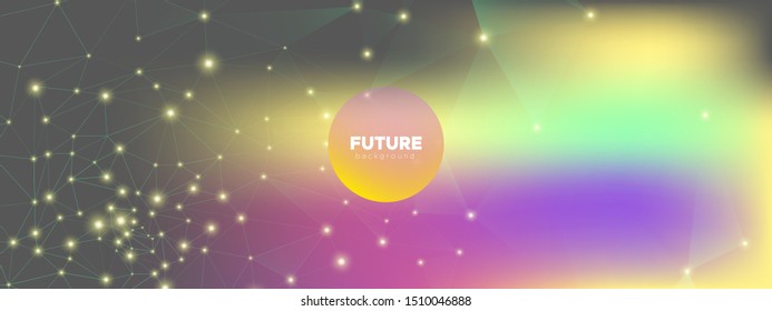 Colorful 3d Digital Connection. Technology Graphic. Big Data Background. Gray Triangles Texture. Gradient Futuristic Architecture. Technology Network. Polygonal Pattern. Futuristic Wallpaper.