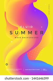 Colorful 3d flow shape. Liquid wave modern flyer. Fluid summer background. Vector graphic Colorful 3d flow shape. Liquid wave modern flyer. Fluid summer background. Vector graphic