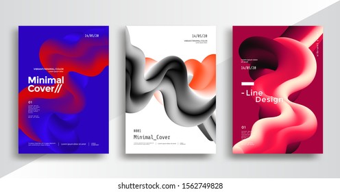 Colorful 3d flow shape. Liquid wave modern flyer. Fluid minimal background. Vector graphic