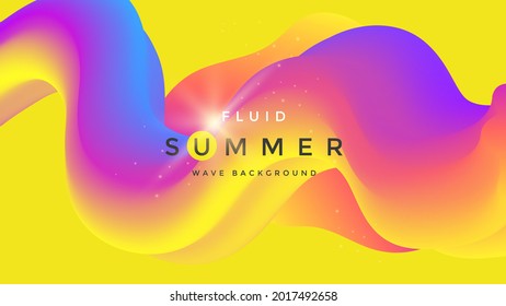 Colorful 3d flow shape. Liquid wave modern banner. Fluid summer background. Vector graphic