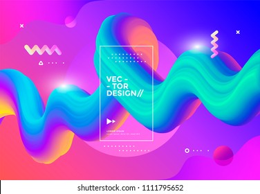 Colorful 3d Flow Shapes. Liquid Wave Modern Background. Vector Graphic