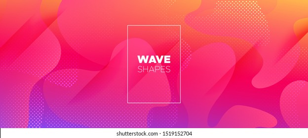 Colorful 3d Fluid Banner. Geometric Background. Minimal Pattern. Vivid Wave Brochure. 3d Fluid Shapes. Rainbow Futuristic Gradient. Bright Minimal Design. Light Dynamic Waves. Abstract Poster.