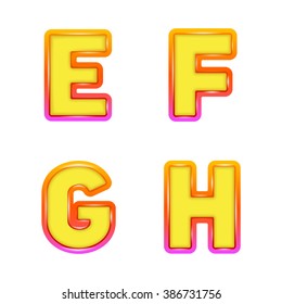 Colorful 3d font. Letters E,F,G,H