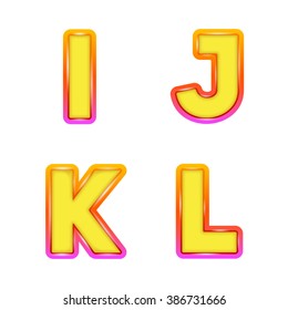 Colorful 3d font. Letters I,J,K,L