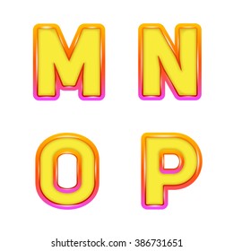 Colorful 3d font. Letters M,N,O,P
