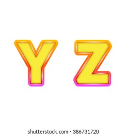 Colorful 3d font. Letters Y,Z