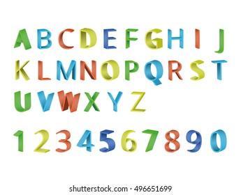 Colorful 3D font. Vector illustration
