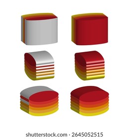 Formas 3D coloridas. Formas geométricas Abstractas. Elementos modernos brillantes. Vector de objetos en capas.