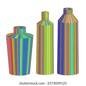 Colorful 3D Geometric Bottles – Modern Abstract Art and Sustainable Packaging Design