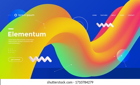 Colorful 3d geometric compositions with gradient abstract shape. Innovation modern background design for cover, landing page. Vector template