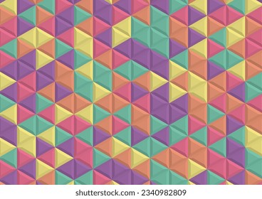 diseño de fondo de patrón 3d geométrico y transparente colorido