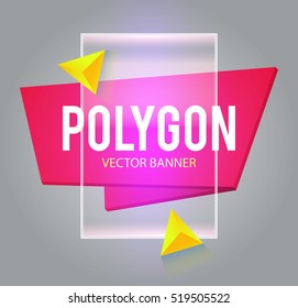 Colorful 3D Geometric Web Banner with Place for Text and Glossy Element. Vector illustration
