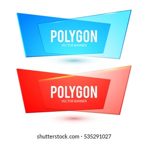 Colorful 3D Geometric Web Banner with Place for Text and Glossy Element. Vector illustration