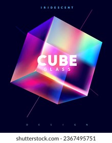 Colorful 3D glass cubes. Primitive vector geometric shapes. Design element for poster.