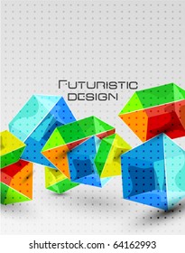 Cubos de vidrio 3d coloridos. Fondo del vector