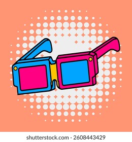 Colorful 3D Glasses Illustration with retro styles