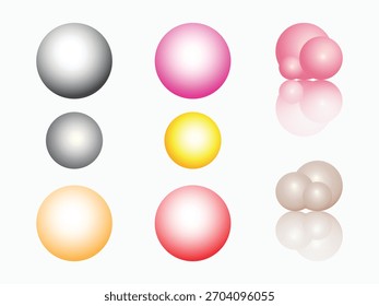 Esfera brilhante 3D colorida definida com reflexos e iluminação de gradiente
