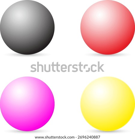 Colorful 3D Gradient Spheres Set on Transparent Background. Gradient Color Balls Spheres Collection