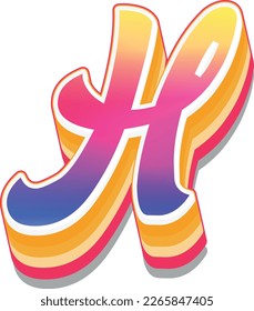 Colorful 3d illustration of letter h