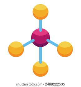 Colorful 3d illustration of a molecule with atoms connected by bonds