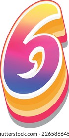 Colorful 3d illustration of number 6