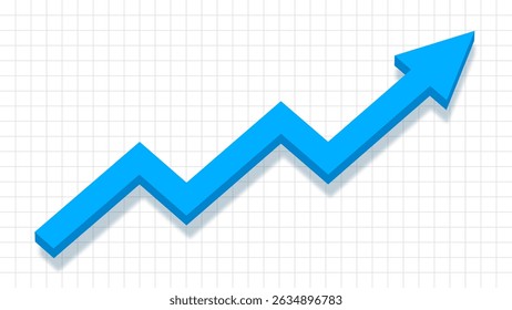 Colorido concepto de flecha de Imagen 3D de una tendencia ascendente del mercado de valores o criptomonedas