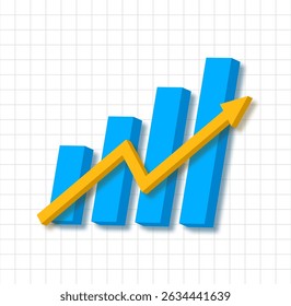Colorful 3D image concept of an upward trend of the stock market of securities or cryptocurrency
