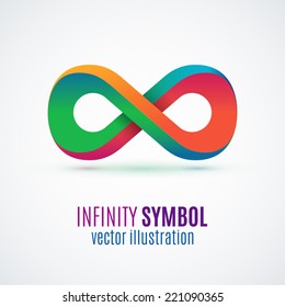 Colorful 3d infinity symbol. Conceptual icon. Logo template. Vector illustration