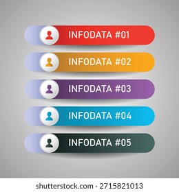 Colorful 3D Infographic Data List Banner with Rounded Tabs