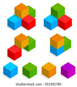 Colorful 3d isometric cubes