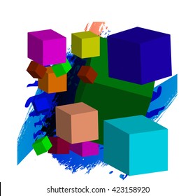 Colorful 3d isometric cubes