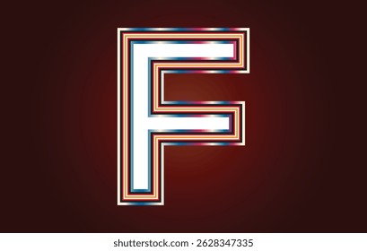 Colorful 3D Letter F Typography Design on Dark Background