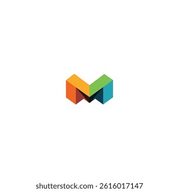 Colorful 3D Letter M  or W Logo for Construction Brands