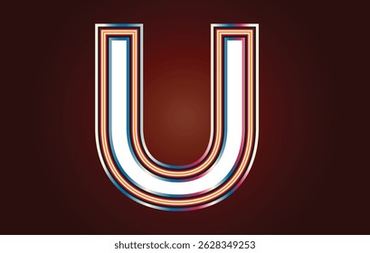 Colorful 3D Letter U Typography Design on Dark Background