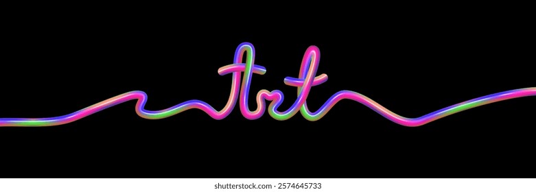 Colorful 3D line art featuring a rainbow hose design on a dark background to create an abstract visual experience.