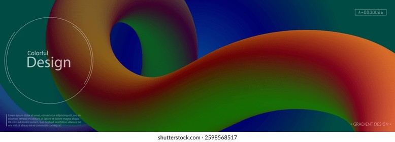 Colorful 3d line. Three-dimensional design of gradient shapes. A plastic wavy curve. A design element for a poster, banner, flyer, cover, brochure and creative idea