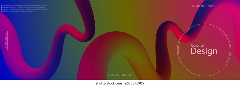 Colorful 3d line. Three-dimensional design of gradient shapes. A plastic wavy curve. A design element for a poster, banner, flyer, cover, brochure and creative idea