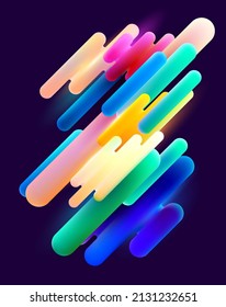 Colorful 3D lines on dark background. Dynamic geometric shapes. Abstract design elements.