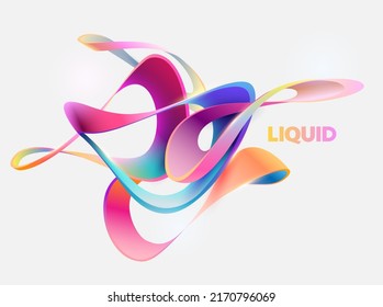 Colorful 3D liquid circle. Abstract geometric shapes on white background.  Vector design elements.