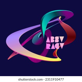 Colorful 3D liquid circle. Abstract geometric shapes on dark background.